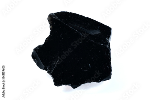 Obraz na płótnie Natural Black Obsidian Rock Specimen Isolated on White Background w salonie