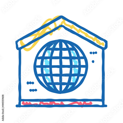 disco party home icon doodle illustration