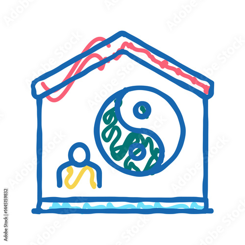 yoga at home icon doodle illustration