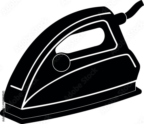 Clothes Iron Silhouette Black Vector | Household Appliance Icon Design Vector