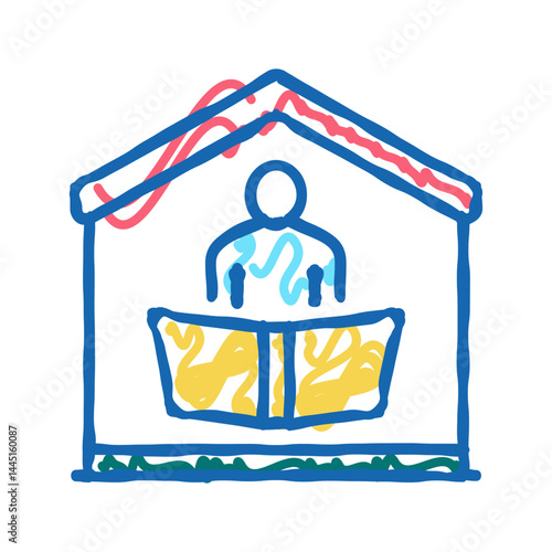 reading book icon doodle illustration