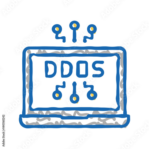 ddos attack icon doodle illustration