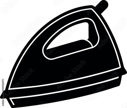 Clothes Iron Silhouette Black Vector | Household Appliance Icon Design Vector