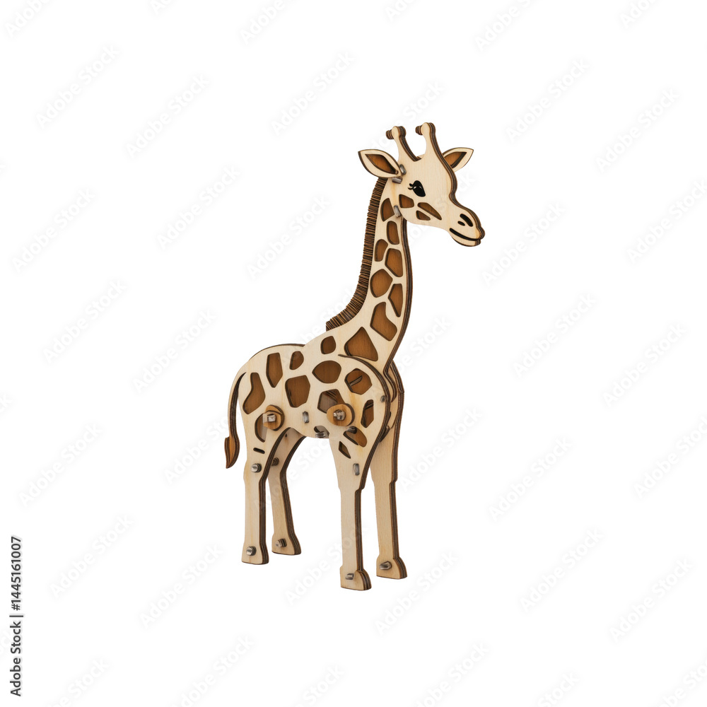 Naklejka premium Adorable Wooden Giraffe Articulated Model Kit - Eco-Friendly Toy