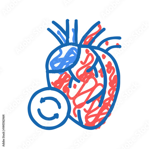 heart transplant icon doodle illustration
