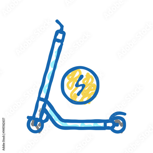 electrical kick scooter icon doodle illustration
