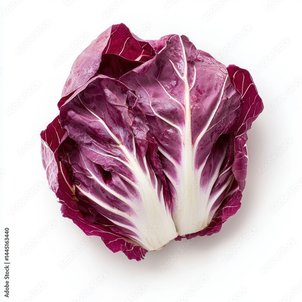 Fototapeta premium Close Up of Fresh Red Radicchio on White Background