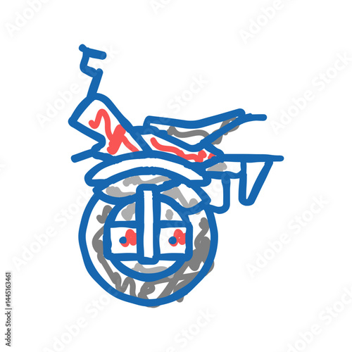 monowheel motorbike vehicle icon doodle illustration