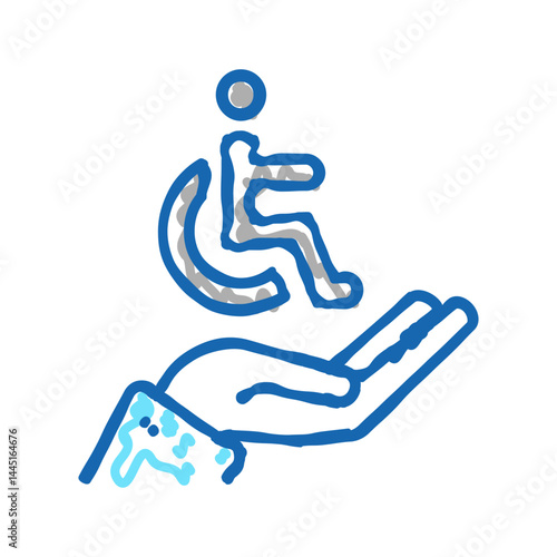 hand hold disabled human sign icon doodle illustration