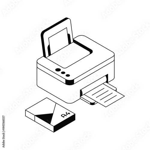 Download out premium isometric icon showing printer