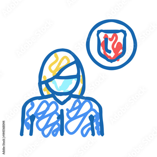 preventive medicine specialist icon doodle illustration