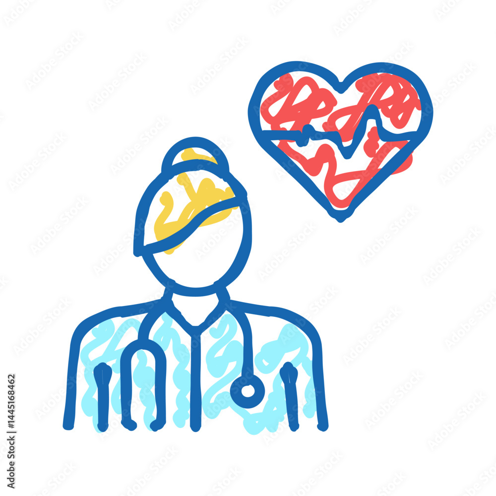 Fototapeta premium cardiology medical specialist icon doodle illustration