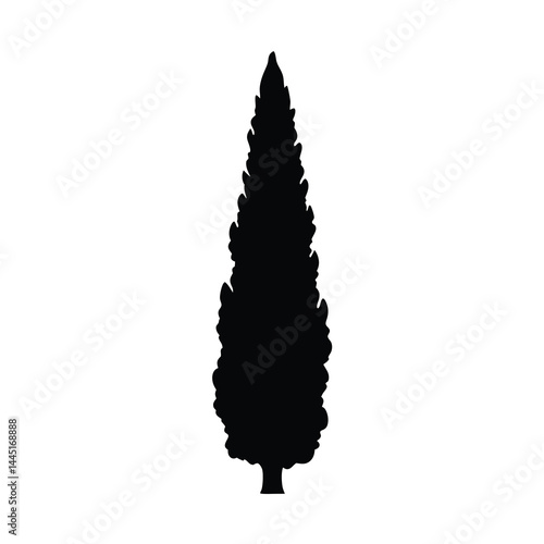 Hand Drawn Cypress Tree Silhouettes Vector Sketch
