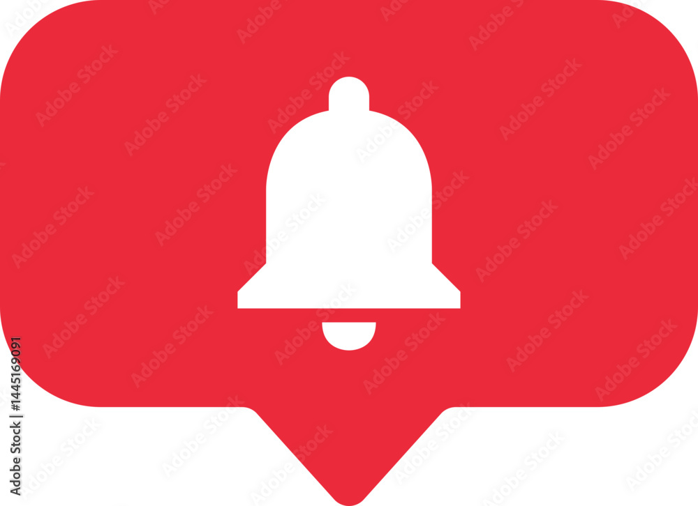 Bell alert icon in red bubble Bell alert icon in red bubble