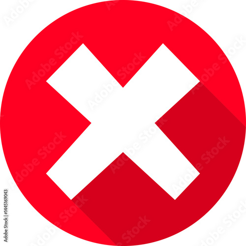 Red cross in circular error icon