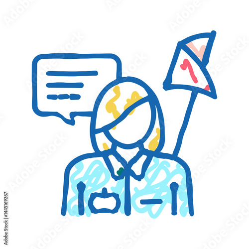 guid museum worker icon doodle illustration