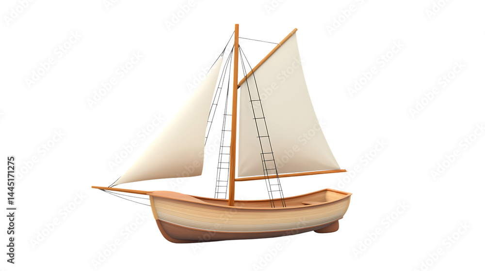 Classic sailboat with white sails at sea. Classic sailboat with white sails at sea.