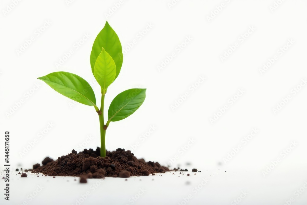 Tiny tree sprout, isolated on bright white background, minimal, spring Tiny tree sprout, isolated on bright white background, minimal, spring