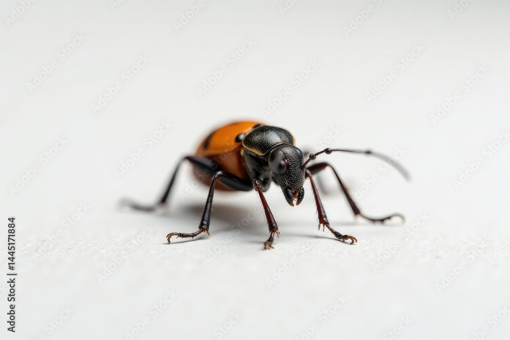 Close-up of single insect on pure white background, legs, texture Close-up of single insect on pure white background, legs, texture