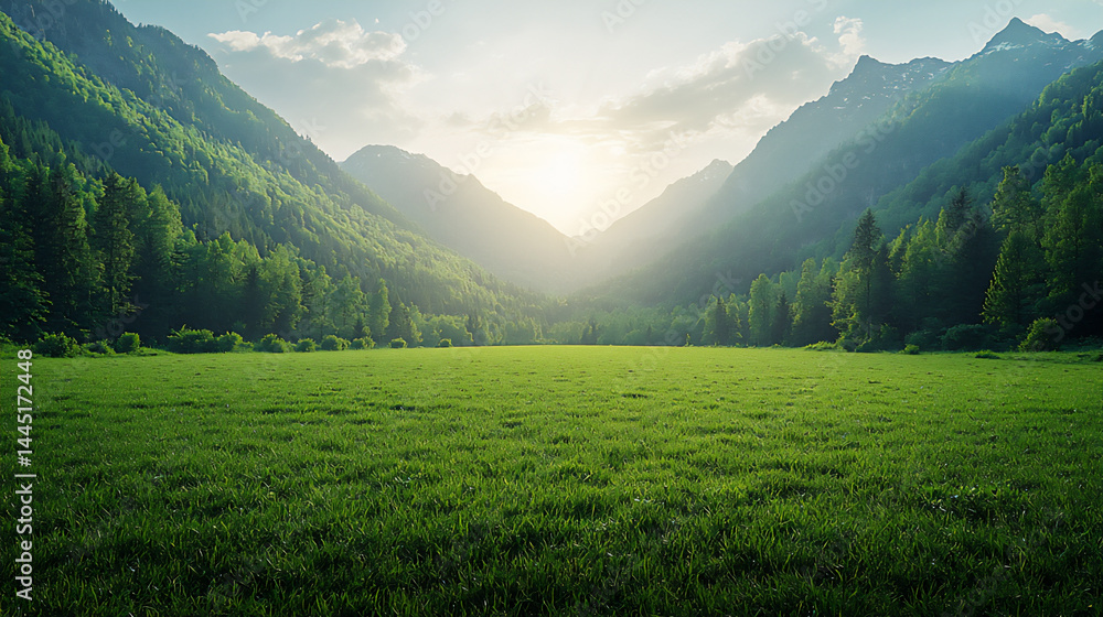 Fototapeta premium open green lawn with empty space