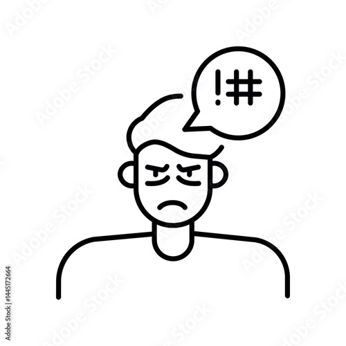 Anger emotion black line icon for digital and print projects.