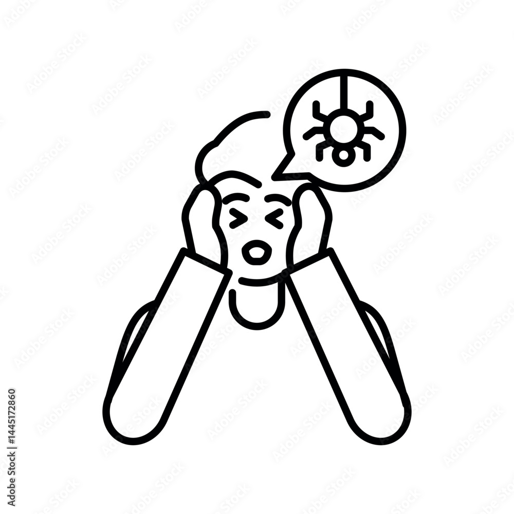 Obraz premium Fear emotion black line icon for digital and print projects.