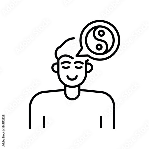 Calm emotion black line icon for digital and print projects.