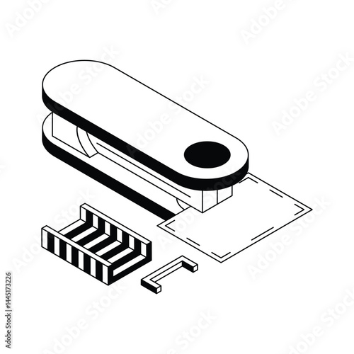 Check out our premium isometric icon depicting stapler with pins