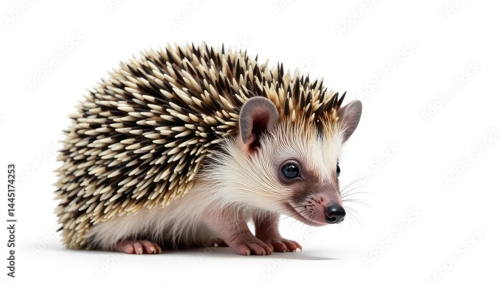 Tiny hedgehog curled, isolated on white background, nocturnal, fur, wildlife photography Tiny hedgehog curled, isolated on white background, nocturnal, fur, wildlife photography
