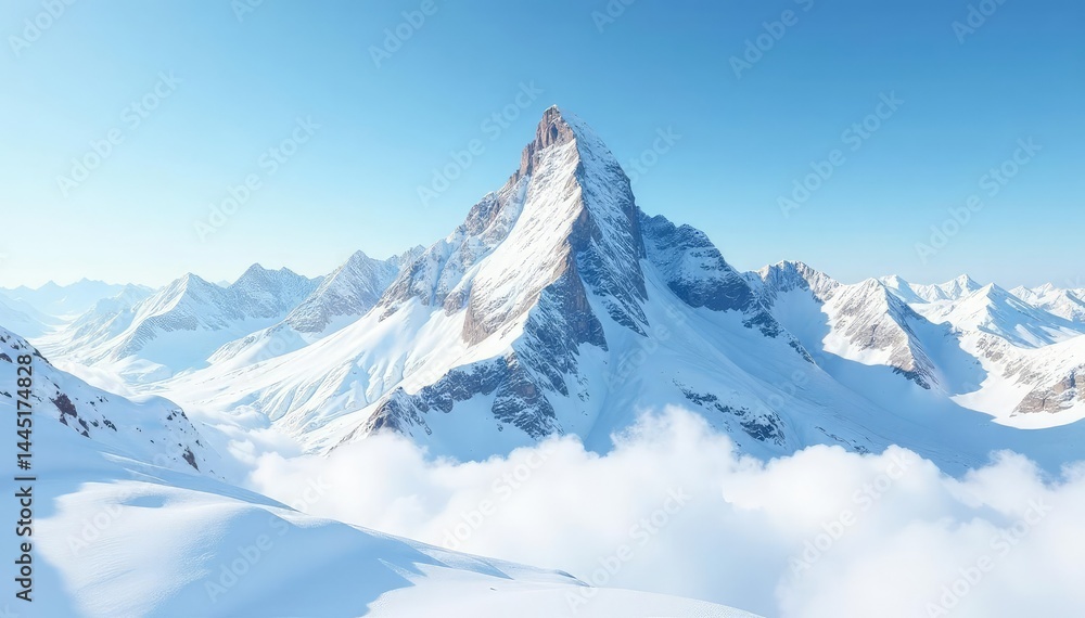 Snow-covered mountain peak, pristine white expanse, light, white Snow-covered mountain peak, pristine white expanse, light, white