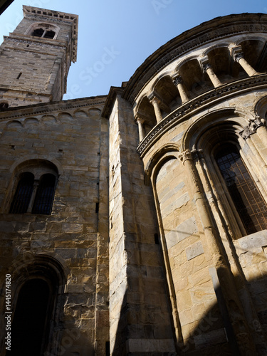 View of the medieval cathedral of Bergamo, Italy