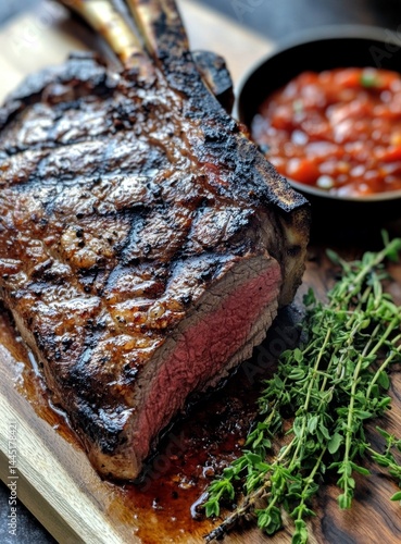 Grilled prime rib with tomato salsa