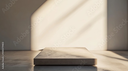 Sunlit Concrete Platform Minimalist Interior Design.
