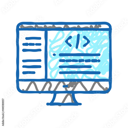 coding code geek icon doodle illustration