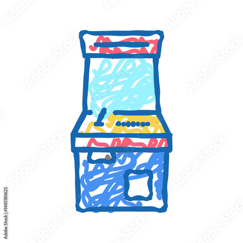 slot machine geek icon doodle illustration