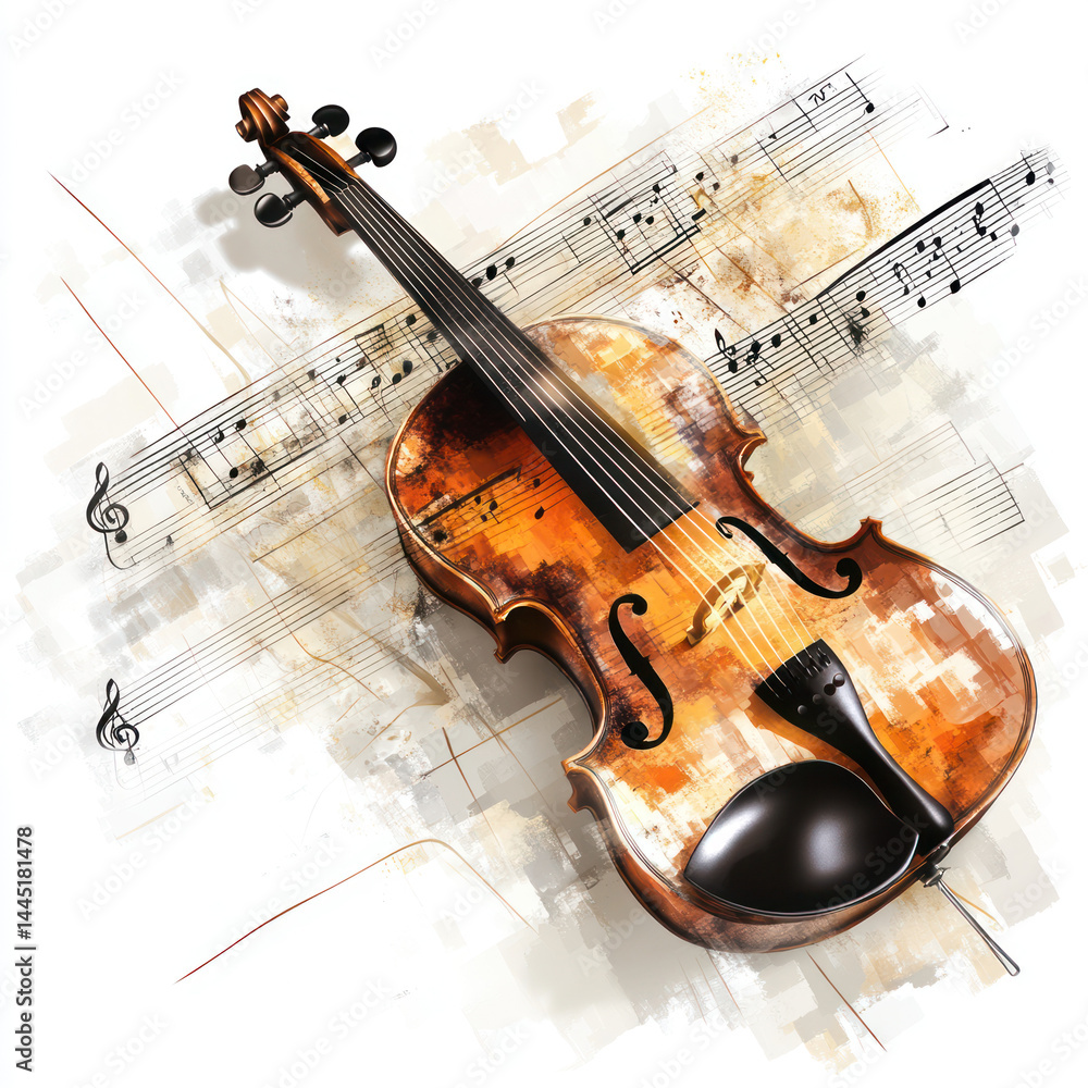 Fototapeta premium violin and notes