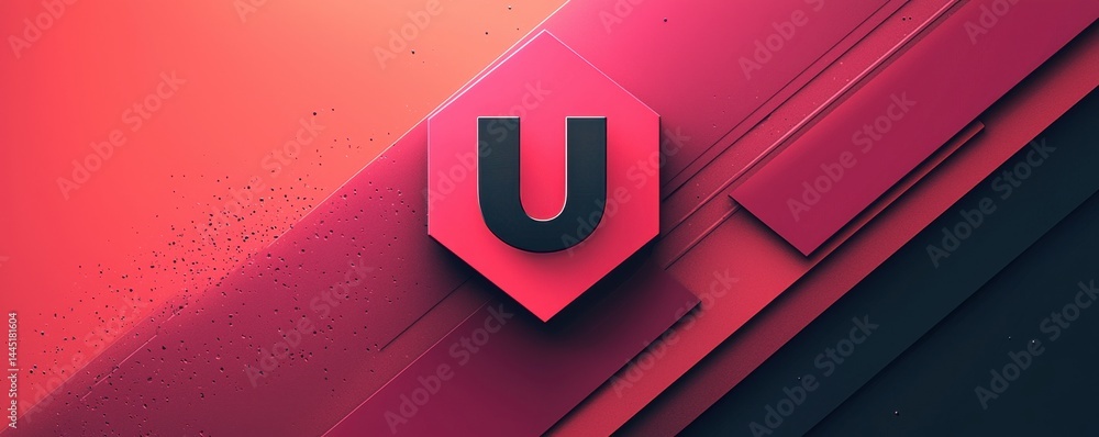 Vibrant letter U icon on a modern textured pink and purple gradient background