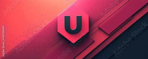 Obraz na płótnie Vibrant letter U icon on a modern textured pink and purple gradient background w salonie