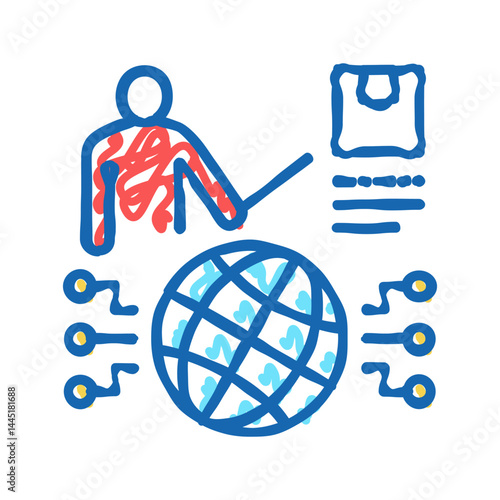 world market research presentation icon doodle illustration