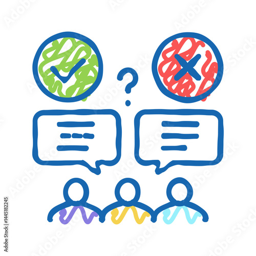 wrong and correct opinion icon doodle illustration