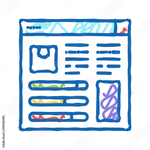 product information and characteristics icon doodle illustration