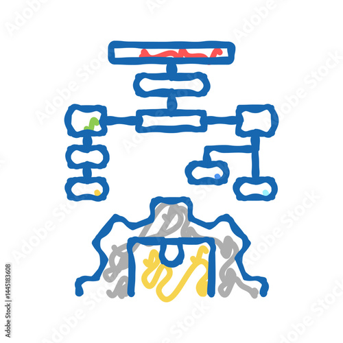delivery working process icon doodle illustration