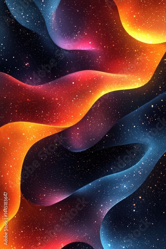 Obraz na płótnie Vivid gradient waves with glowing particles in a cosmic abstract theme w salonie