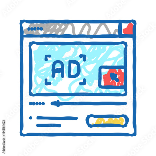 video advertisement icon doodle illustration sign