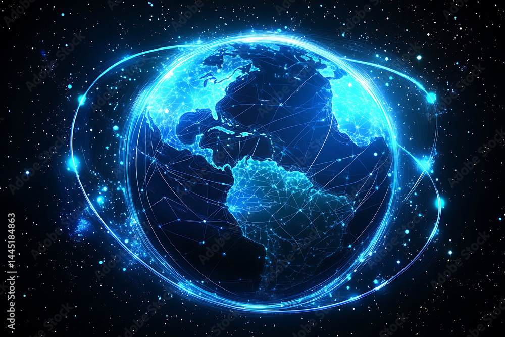 planet earth in space , binary code technology , glowing sphere on black background planet earth in space , binary code technology , glowing sphere on black background