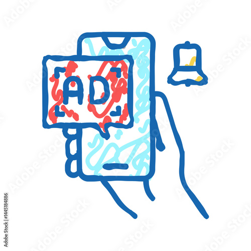 advertisement signal phone icon doodle illustration