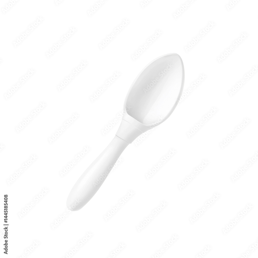 White Plastic Ice Cream Scoop or Serving Spoon Isolated on Black Background White Plastic Ice Cream Scoop or Serving Spoon Isolated on Black Background