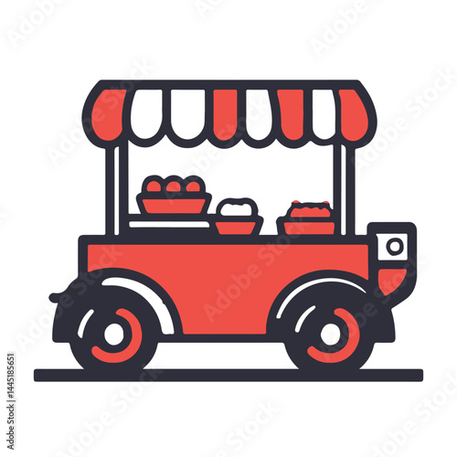 simple flat vector icon of an food cart
