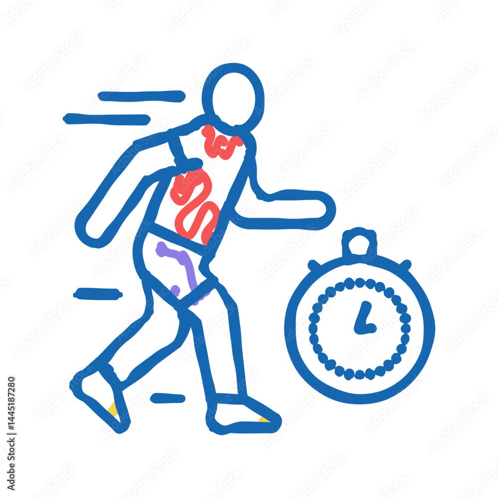 run on time icon doodle illustration run on time icon doodle illustration