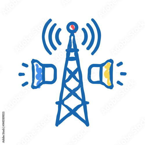 radio broadcasting icon doodle illustration